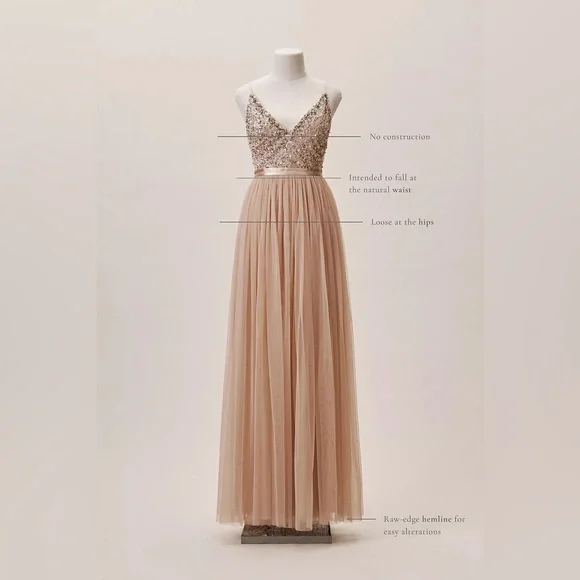 BHLDN & Anthropologie Avery dress size 0 beaded tulle - Picture 8 of 9